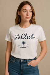 White Graphic Print Cotton T-Shirt – Le Club Edition