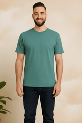 Men’s Teal Green Classic Round Neck Cotton T-Shirt