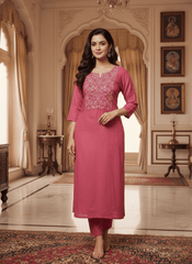 Graceful Pink Embroidered Kurta