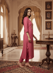 Graceful Pink Embroidered Kurta