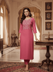 Graceful Pink Embroidered Kurta