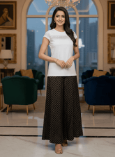 Elegant White Top with Printed Palazzo Pant