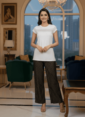 Elegant White Top with Printed Palazzo Pant