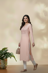 Blush Pink Embellished Kurta Top
