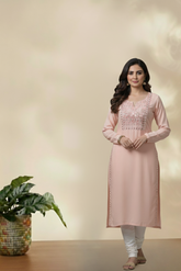 Blush Pink Embellished Kurta Top
