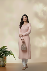 Blush Pink Embellished Kurta Top