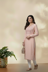 Blush Pink Embellished Kurta Top