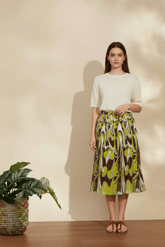 Flowy Abstract Print Midi Skirt