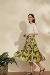 Flowy Abstract Print Midi Skirt