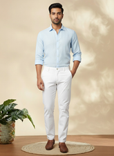 Men’s Slim-Fit White Trousers