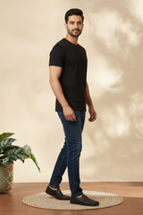 Men’s Classic Black Round Neck Cotton T-Shirt