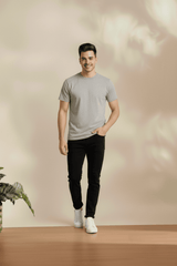 Men’s Classic Grey Round Neck Cotton T-Shirt