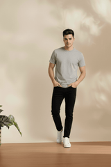 Men’s Classic Grey Round Neck Cotton T-Shirt