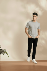 Men’s Classic Grey Round Neck Cotton T-Shirt
