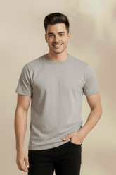 Men’s Classic Grey Round Neck Cotton T-Shirt
