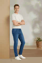 Classic Slim Fit Blue Denim Jeans for Men