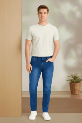 Classic Slim Fit Blue Denim Jeans for Men