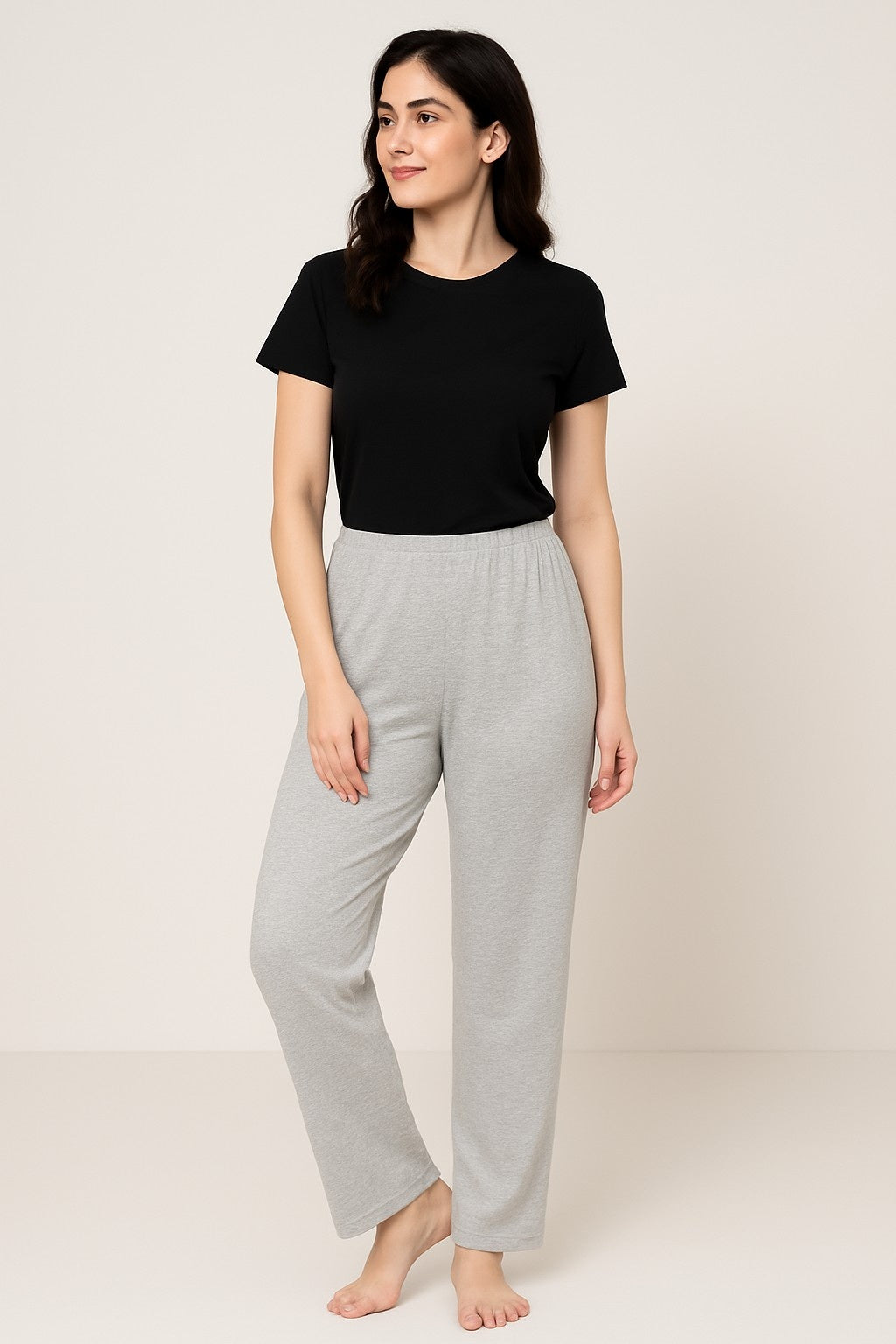 Light Grey Cotton Lounge Pant For Women