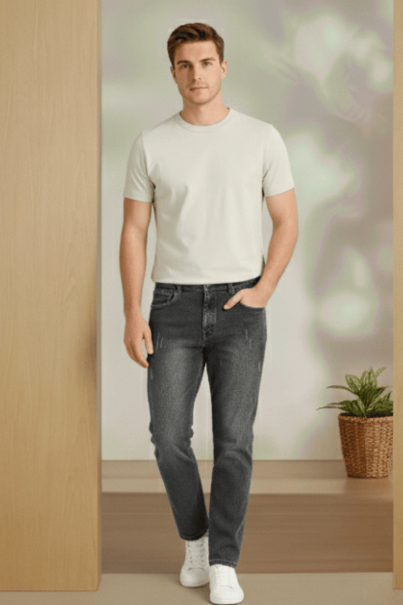 Men’s Slim Fit Black Washed Denim Jeans